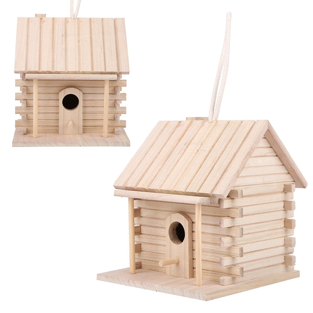 Hanging Wooden Bird Nests House Nesting Box Birdhouse Accessories for Parrots view 4
