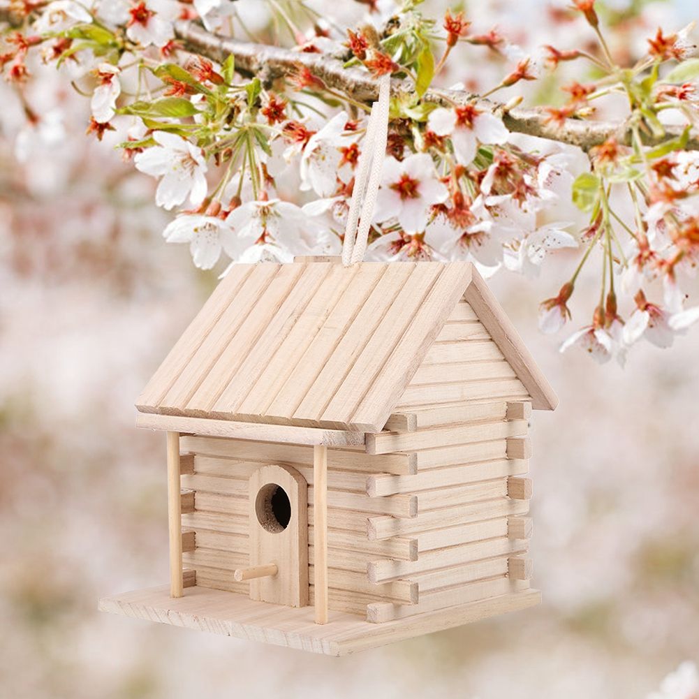 Hanging Wooden Bird Nests House Nesting Box Birdhouse Accessories for Parrots view 5