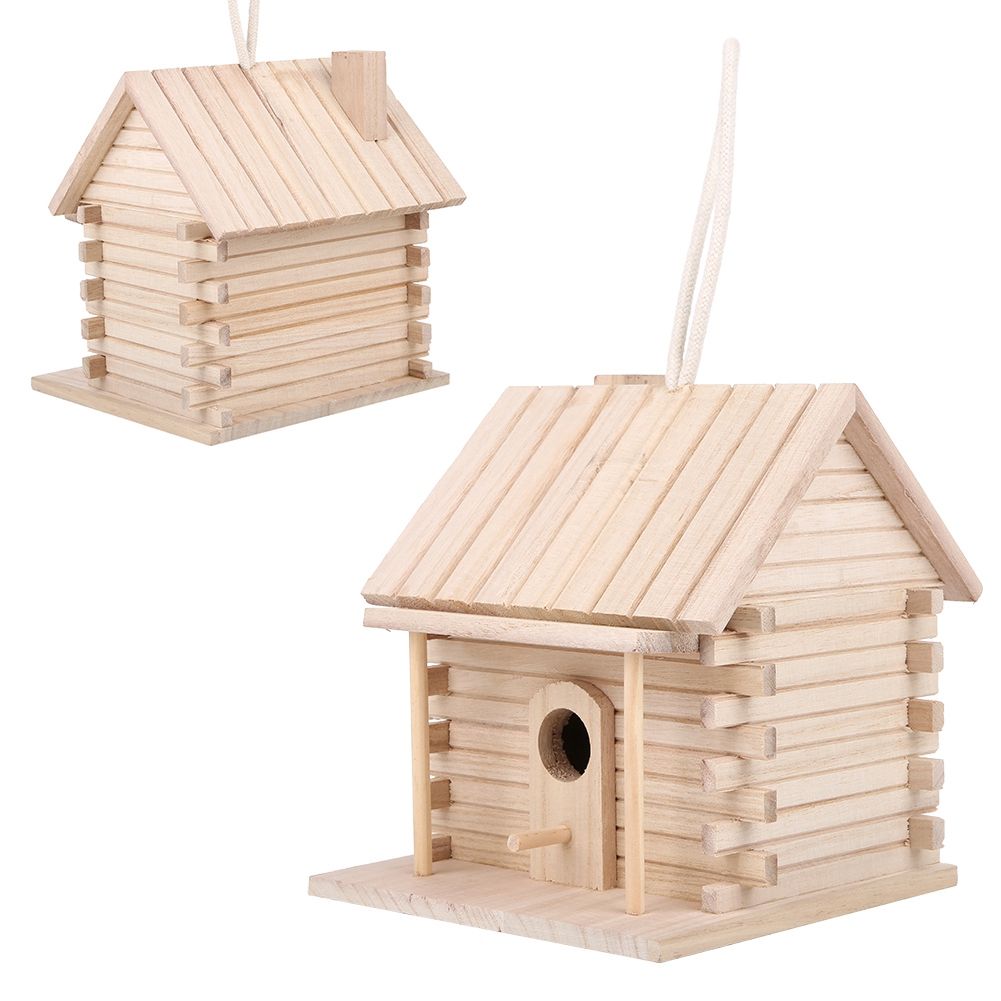 Hanging Wooden Bird Nests House Nesting Box Birdhouse Accessories for Parrots view 8