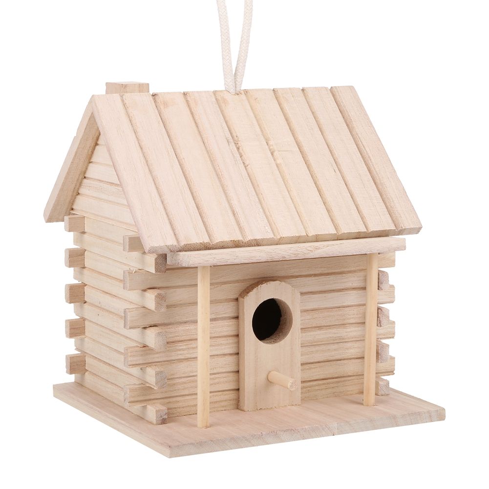 Hanging Wooden Bird Nests House Nesting Box Birdhouse Accessories for Parrots view 9