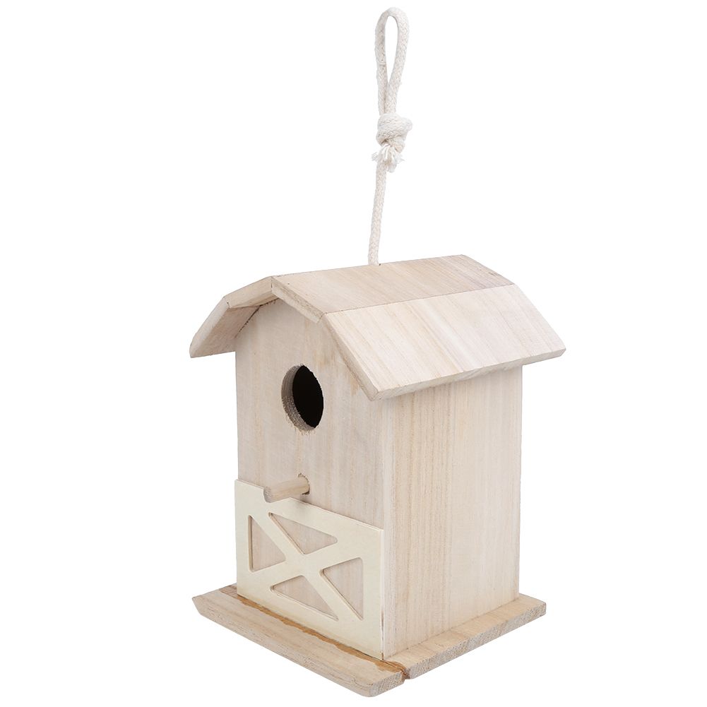 Mini Outdoor Wooden Bird House Nesting Cage Accessory for Garden Patio view 2