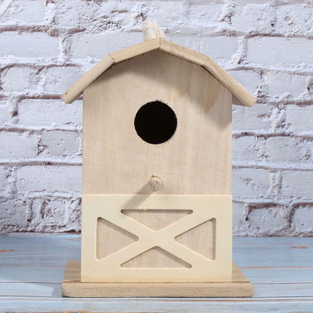 Mini Outdoor Wooden Bird House Nesting Cage Accessory for Garden Patio view 3