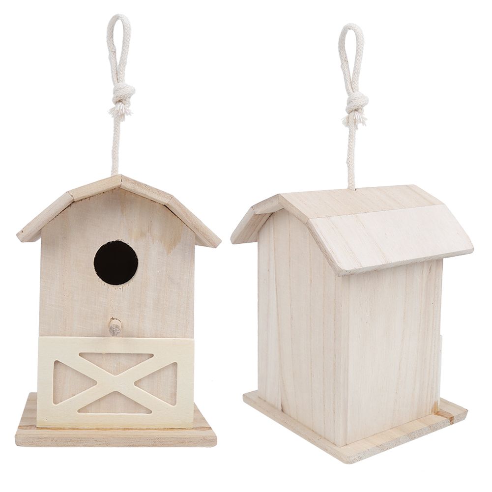 Mini Outdoor Wooden Bird House Nesting Cage Accessory for Garden Patio view 6
