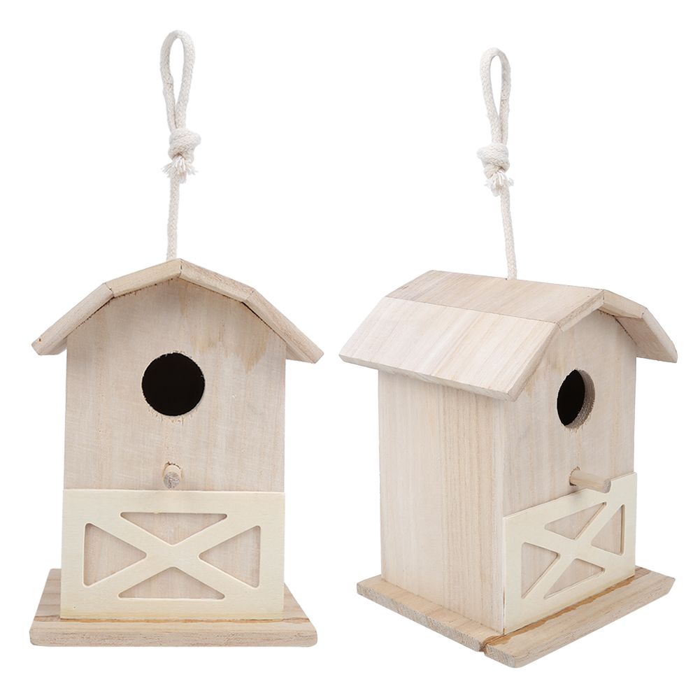 Mini Outdoor Wooden Bird House Nesting Cage Accessory for Garden Patio view 7