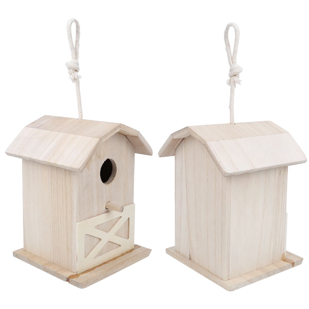 Mini Outdoor Wooden Bird House Nesting Cage Accessory for Garden Patio view 9