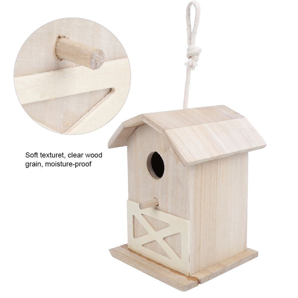 Mini Outdoor Wooden Bird House Nesting Cage Accessory for Garden Patio view 11