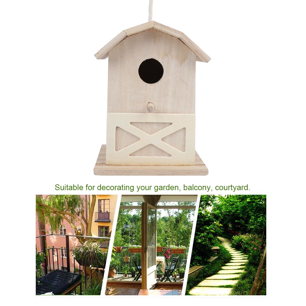 Mini Outdoor Wooden Bird House Nesting Cage Accessory for Garden Patio view 12