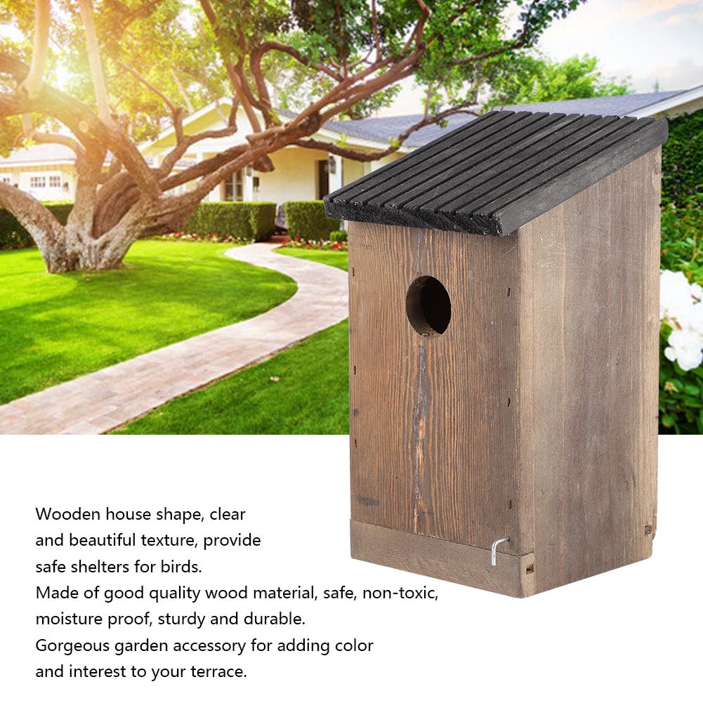 Hanging Wooden Bird House DIY Breeding Parrots Bird Nesting Box for Outdoor view 12