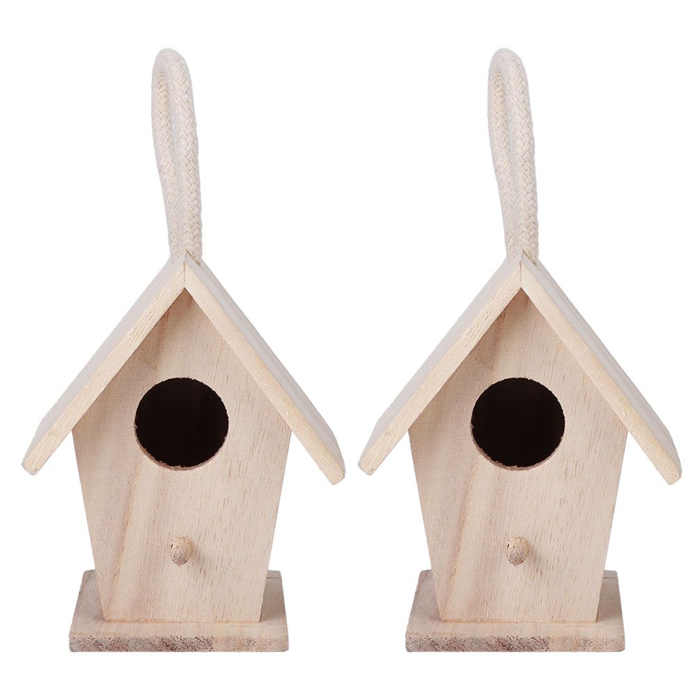2PCS Wooden Bird House Hanging Nesting Box for Outdoor Garden Patio Decorative view 2