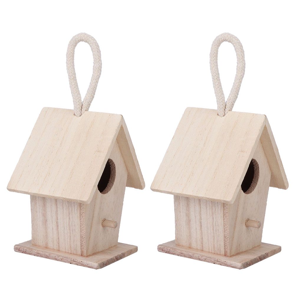 2PCS Wooden Bird House Hanging Nesting Box for Outdoor Garden Patio Decorative view 3