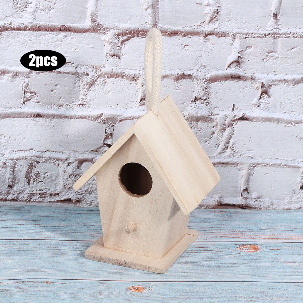 2PCS Wooden Bird House Hanging Nesting Box for Outdoor Garden Patio Decorative view 4