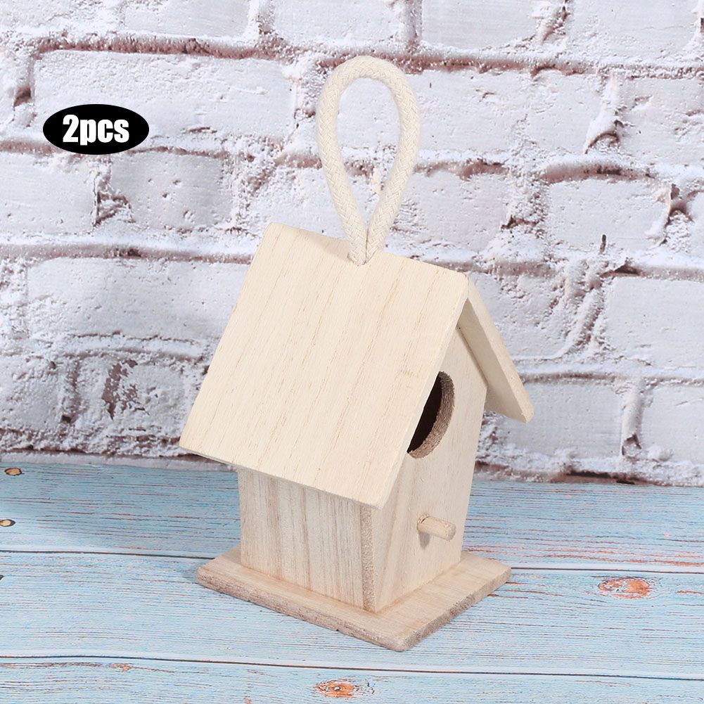 2PCS Wooden Bird House Hanging Nesting Box for Outdoor Garden Patio Decorative view 5