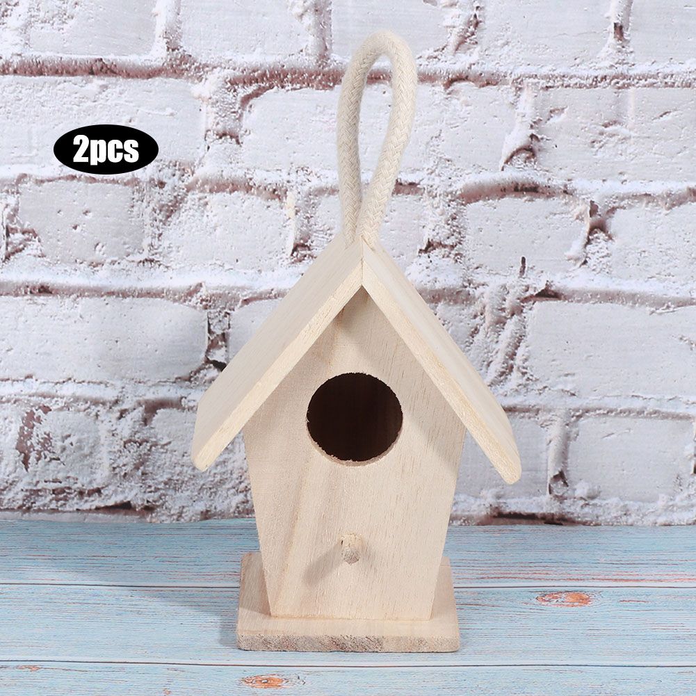 2PCS Wooden Bird House Hanging Nesting Box for Outdoor Garden Patio Decorative view 6
