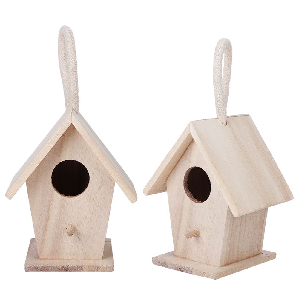 2PCS Wooden Bird House Hanging Nesting Box for Outdoor Garden Patio Decorative view 10