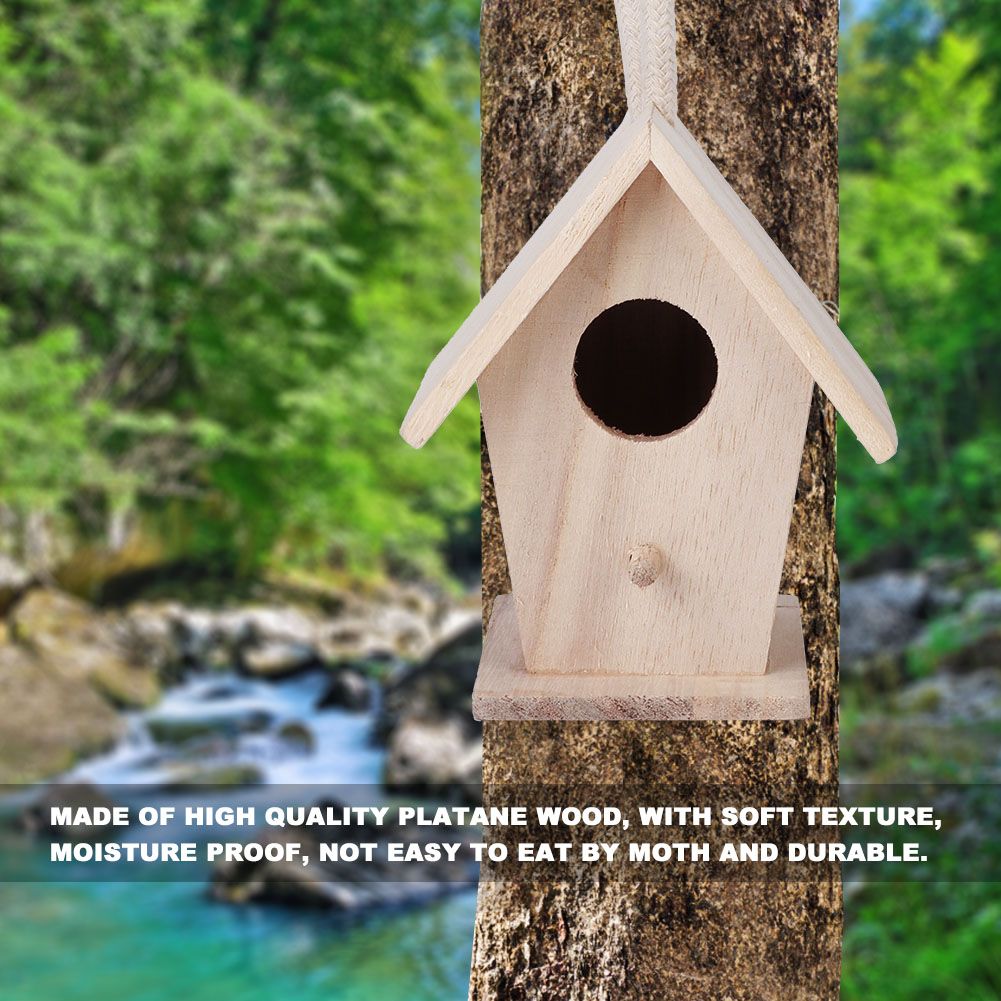 2PCS Wooden Bird House Hanging Nesting Box for Outdoor Garden Patio Decorative view 11