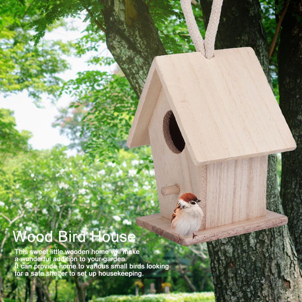 2PCS Wooden Bird House Hanging Nesting Box for Outdoor Garden Patio Decorative view 12