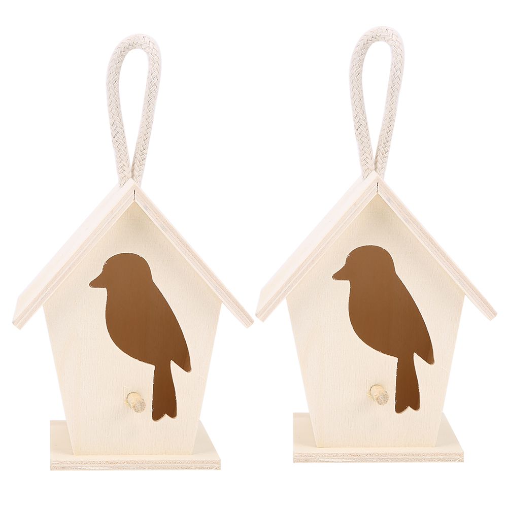 2Pcs Outdoor Hanging Wooden Birdhouse Birds Nesting Box Crafts Ornament Garden view 2