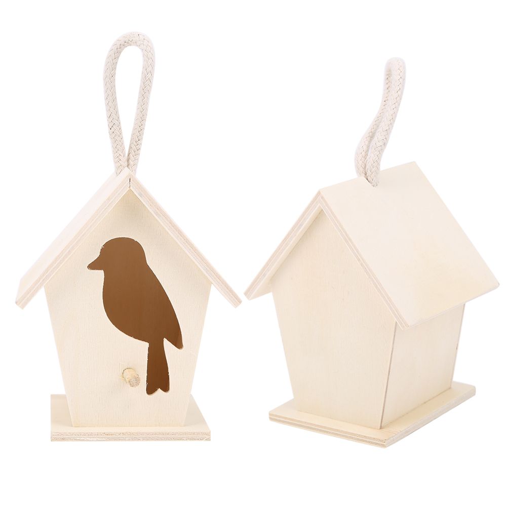 2Pcs Outdoor Hanging Wooden Birdhouse Birds Nesting Box Crafts Ornament Garden view 4