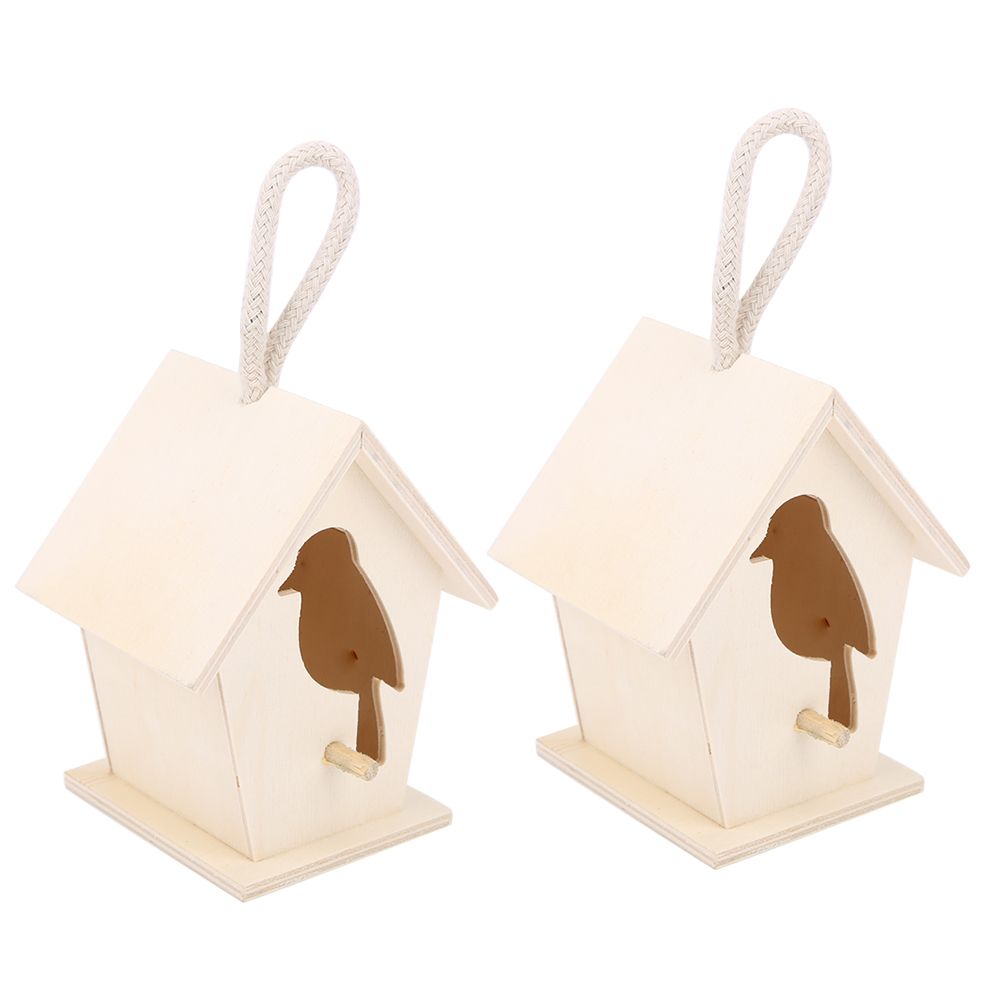 2Pcs Outdoor Hanging Wooden Birdhouse Birds Nesting Box Crafts Ornament Garden view 5