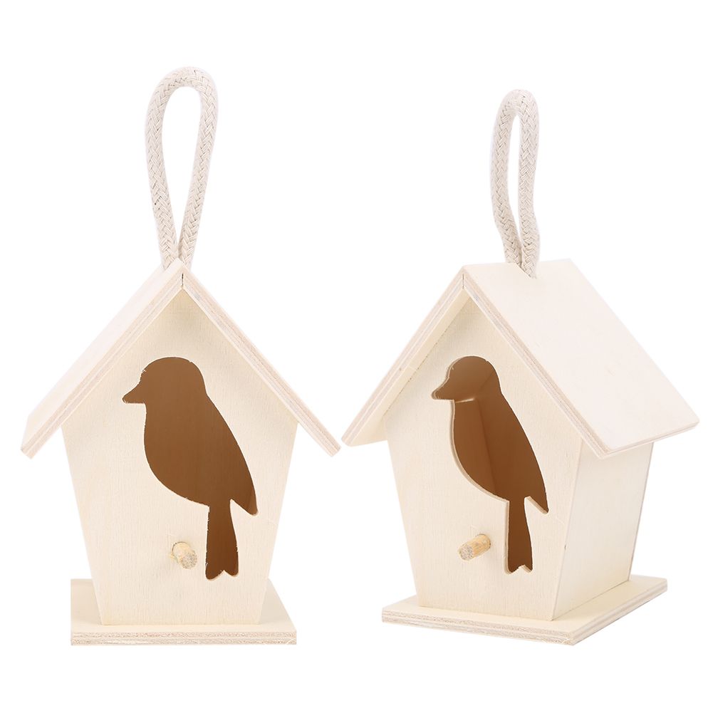 2Pcs Outdoor Hanging Wooden Birdhouse Birds Nesting Box Crafts Ornament Garden view 6