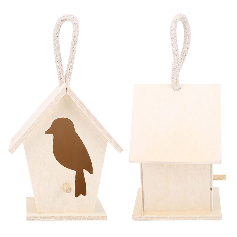 2Pcs Outdoor Hanging Wooden Birdhouse Birds Nesting Box Crafts Ornament Garden view 7