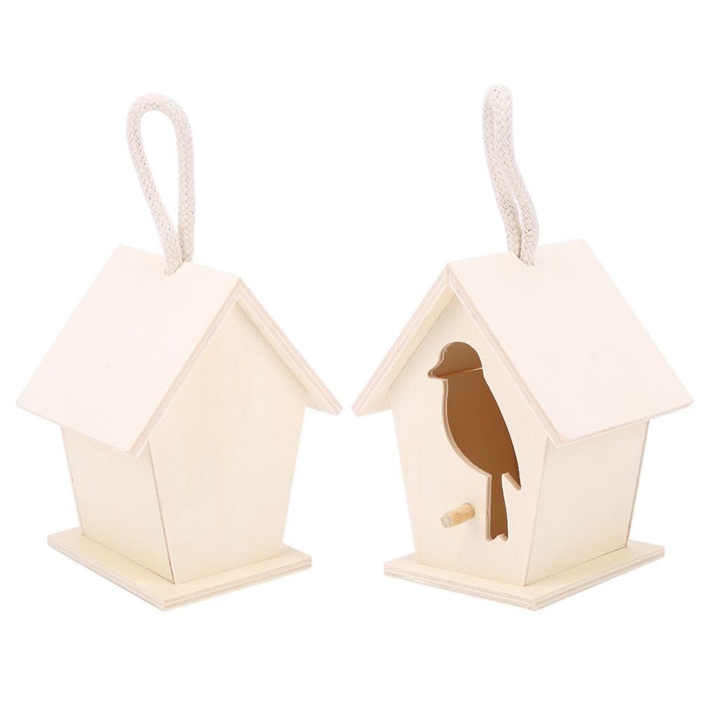 2Pcs Outdoor Hanging Wooden Birdhouse Birds Nesting Box Crafts Ornament Garden view 8