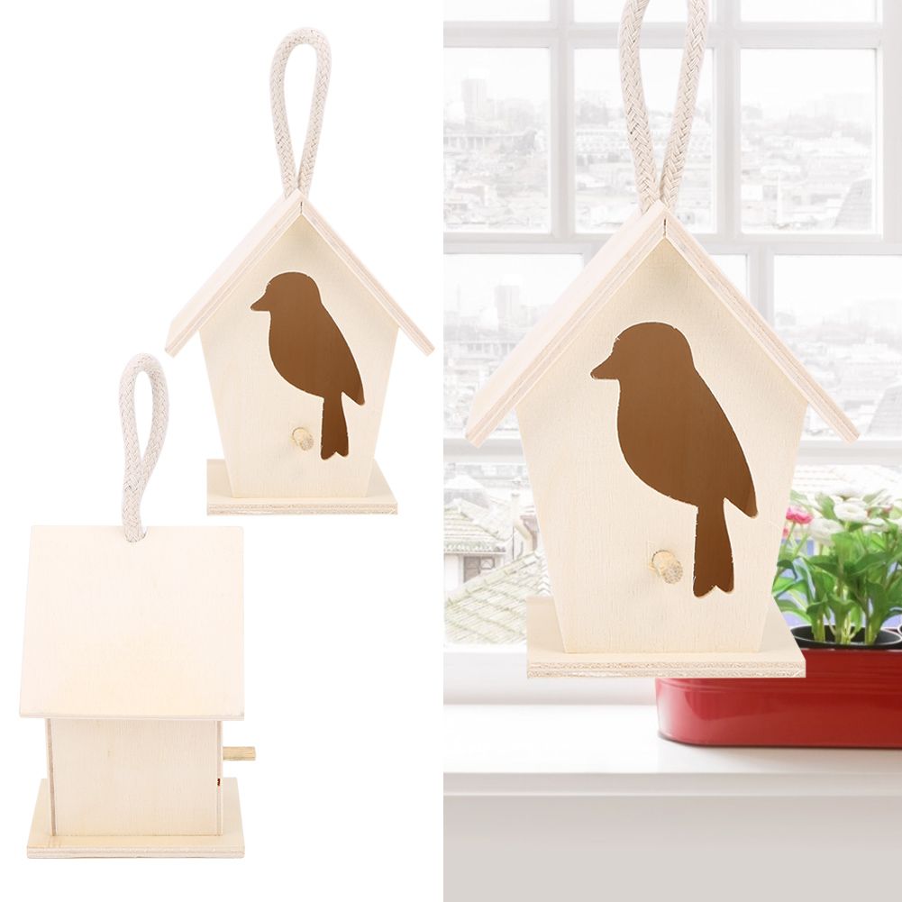 2Pcs Outdoor Hanging Wooden Birdhouse Birds Nesting Box Crafts Ornament Garden view 9