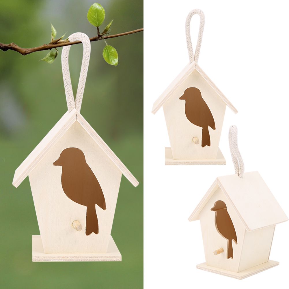 2Pcs Outdoor Hanging Wooden Birdhouse Birds Nesting Box Crafts Ornament Garden view 10