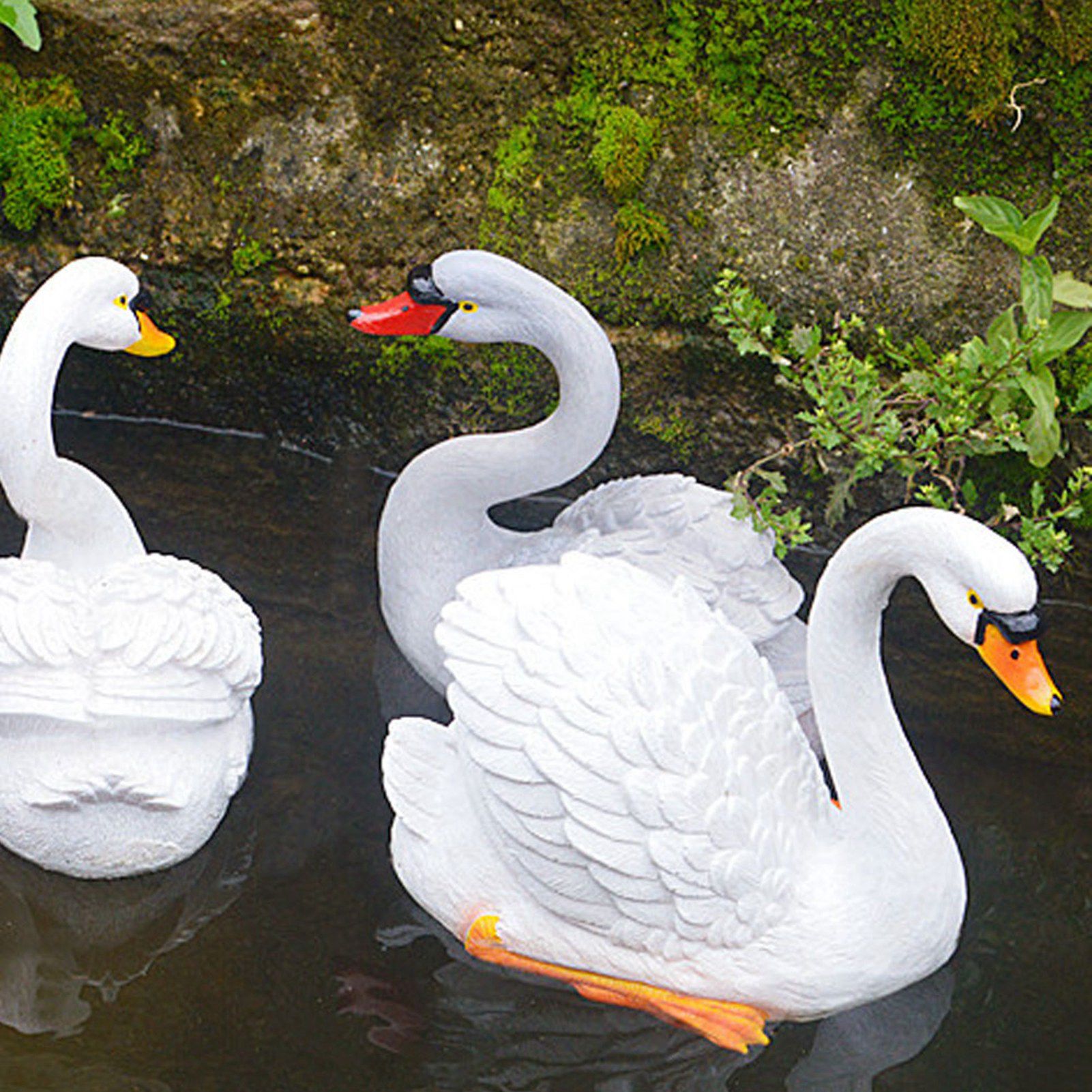 Resin Simulation Floating White Swan Figurine Ornament for Landscape Yard view 10
