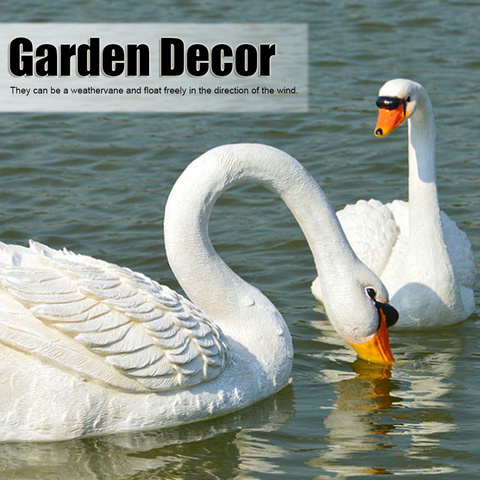 Resin Simulation Floating White Swan Figurine Ornament for Landscape Yard view 11