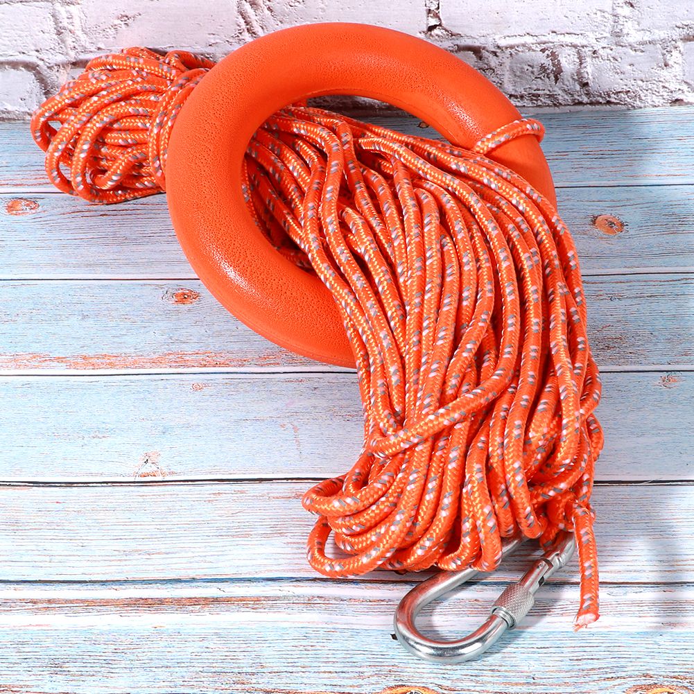 6MM Diameter 30M PVC Reflective Lifesaving Rope with Hook Pull Rings view 6