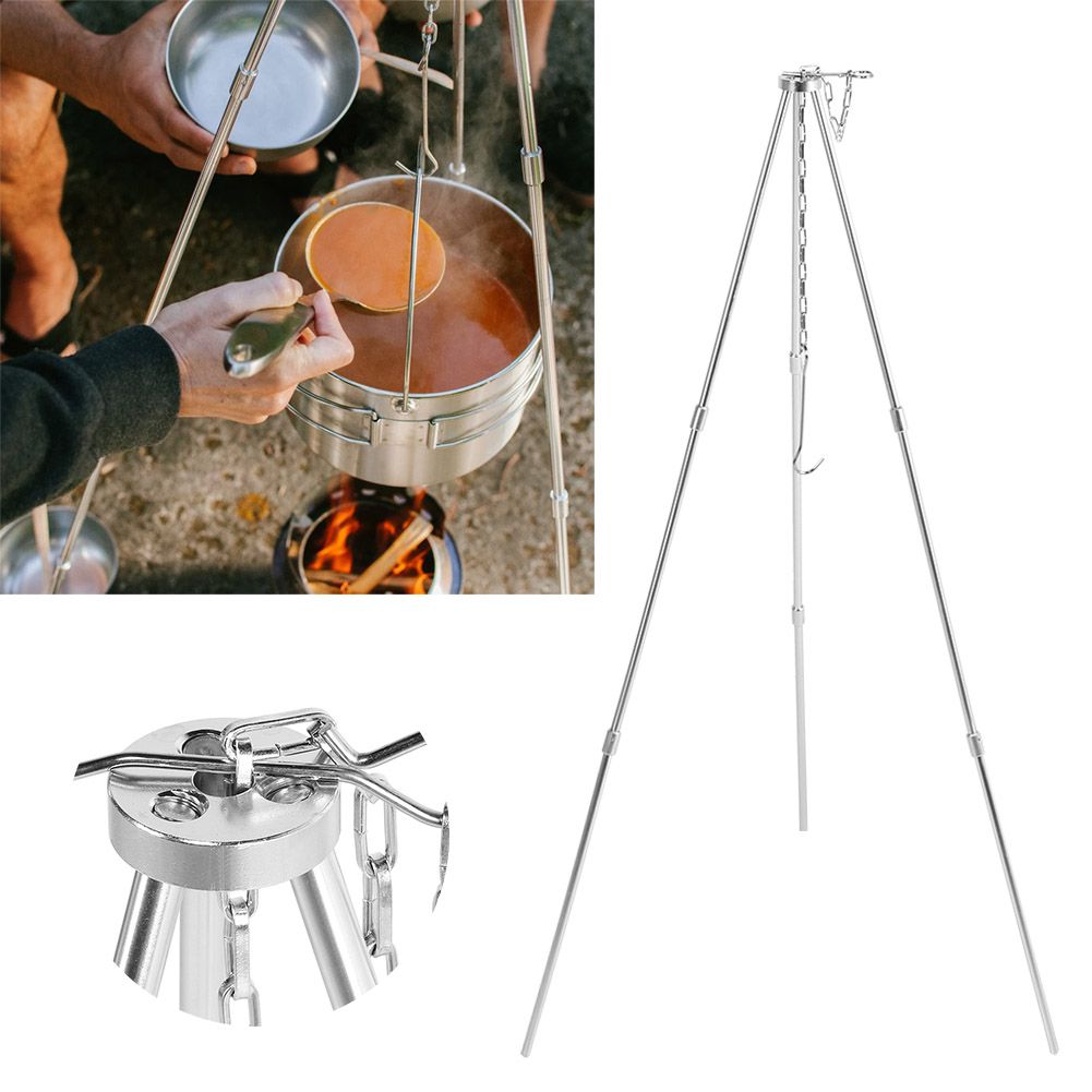 Portable Outdoor Cooking Tripod with Adjustable Hang Chain Hanging Pot Grill view 9