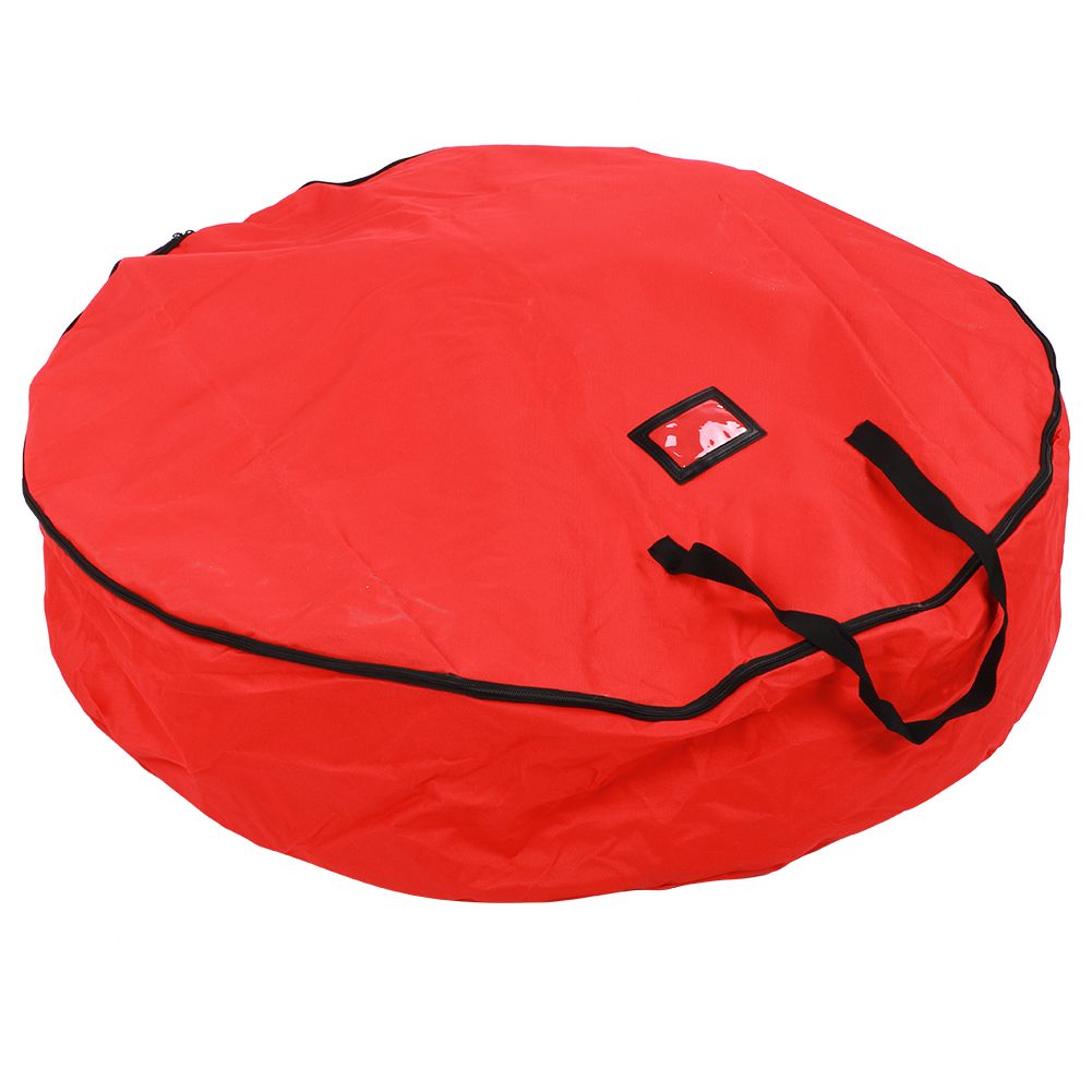 Red Christmas Gift Storage Bag Decoration Bell Wreath Garland Container view 3