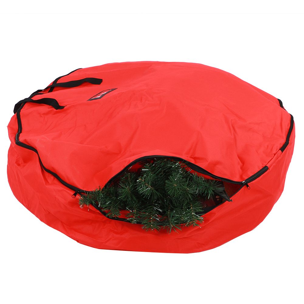 Red Christmas Gift Storage Bag Decoration Bell Wreath Garland Container view 5