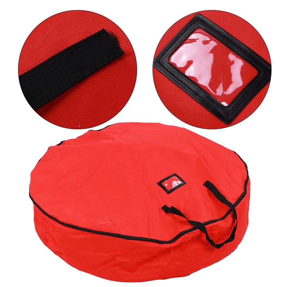 Red Christmas Gift Storage Bag Decoration Bell Wreath Garland Container view 7