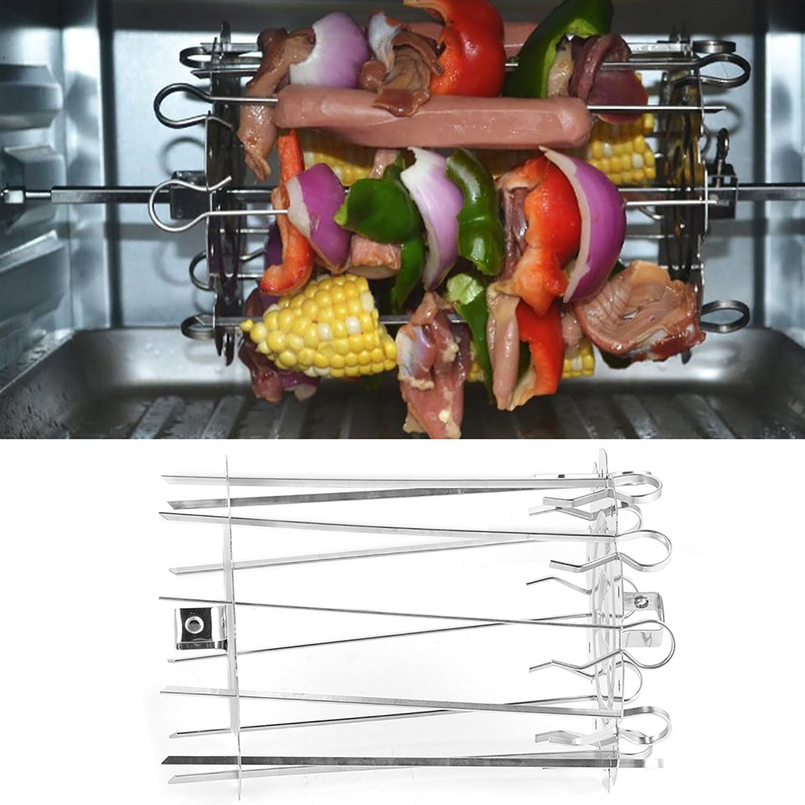 Stainless Steel Roaster Electric Oven Barbecue Skewers Needle Cage Set BBQ view 10