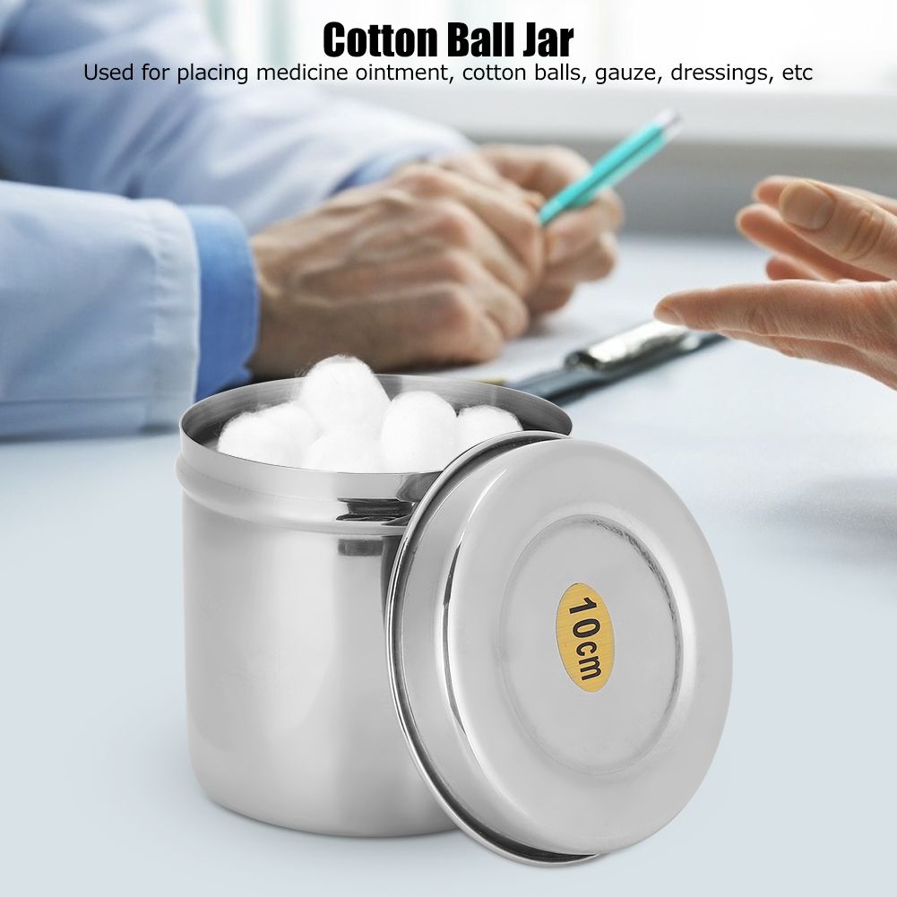 Stainless Steel Cotton Ball Cup Jar Container Storage Organizer Canister with view 12