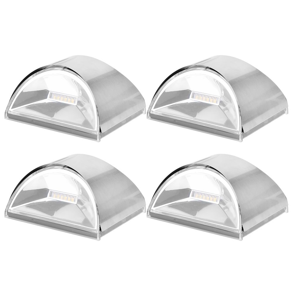 4Pcs Set Stainless Steel Solar Power LED Wall Light LightControl for Garden view 3
