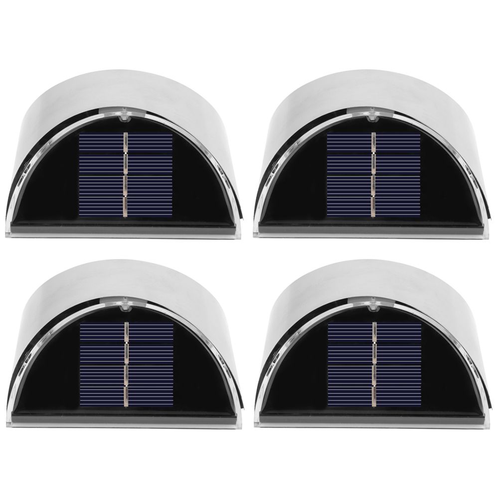 4Pcs Set Stainless Steel Solar Power LED Wall Light LightControl for Garden view 5