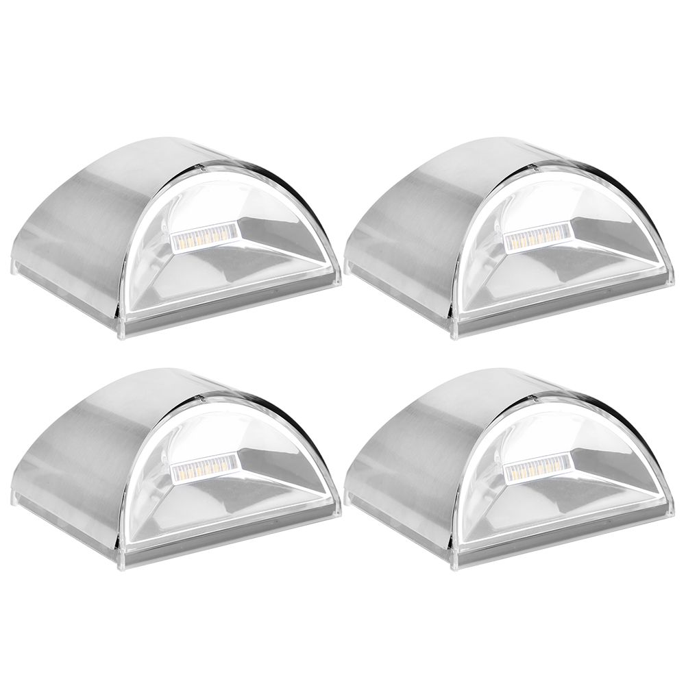 4Pcs Set Stainless Steel Solar Power LED Wall Light LightControl for Garden view 6