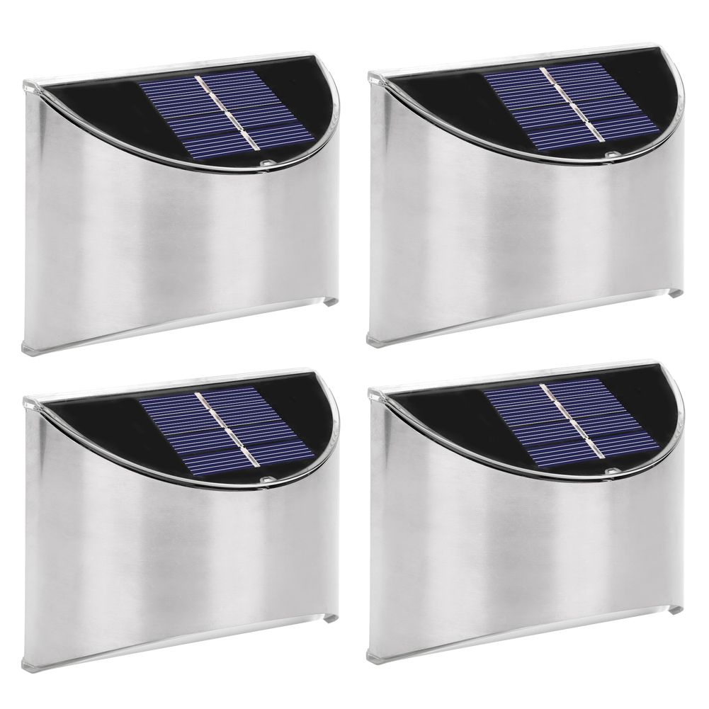4Pcs Set Stainless Steel Solar Power LED Wall Light LightControl for Garden view 7