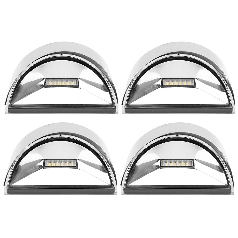 4Pcs Set Stainless Steel Solar Power LED Wall Light LightControl for Garden view 8