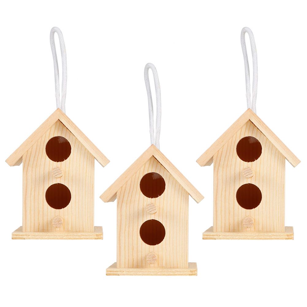 3Pcs Innovative Outdoor Wooden Bird House Nesting Cage Ornament for Garden view 5