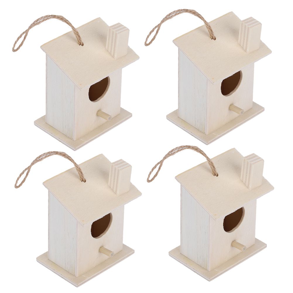 4Pcs Innovative Hanging Wooden Bird House Nests Ornament for Outdoor Garden view 3