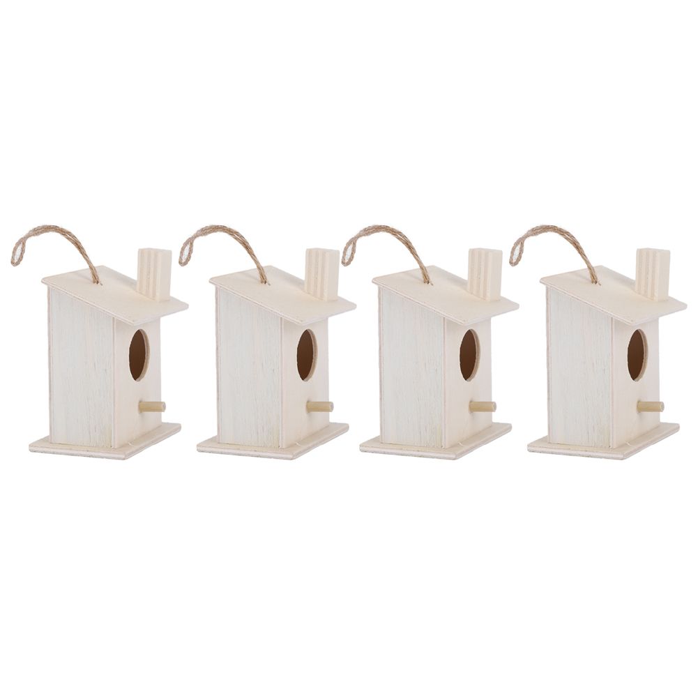 4Pcs Innovative Hanging Wooden Bird House Nests Ornament for Outdoor Garden view 4