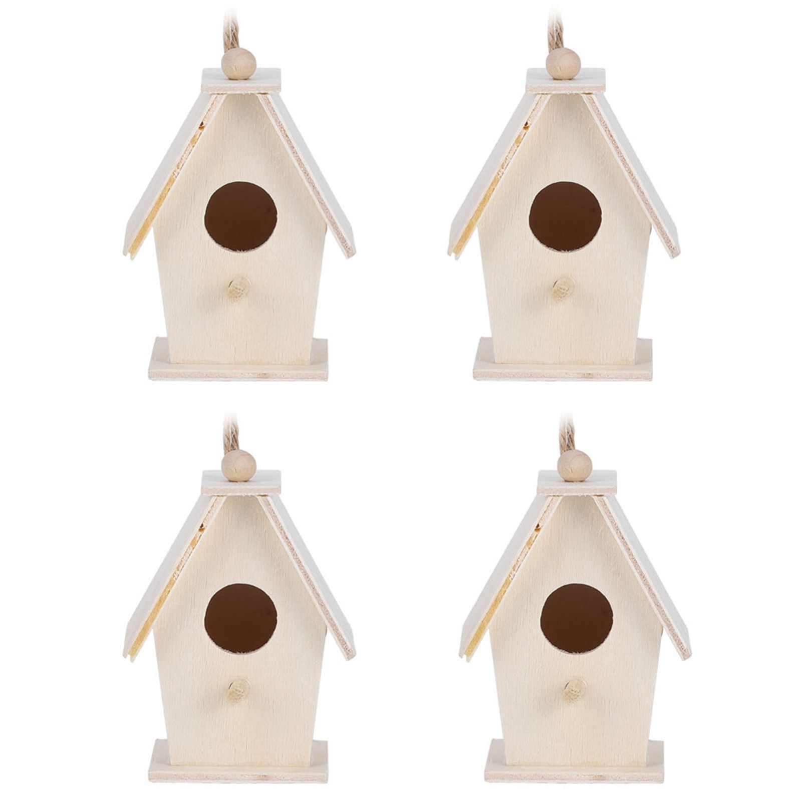 4Pcs Hanging Type Innovative Wood Bird House Nests Cage for Garden Courtyard view 2