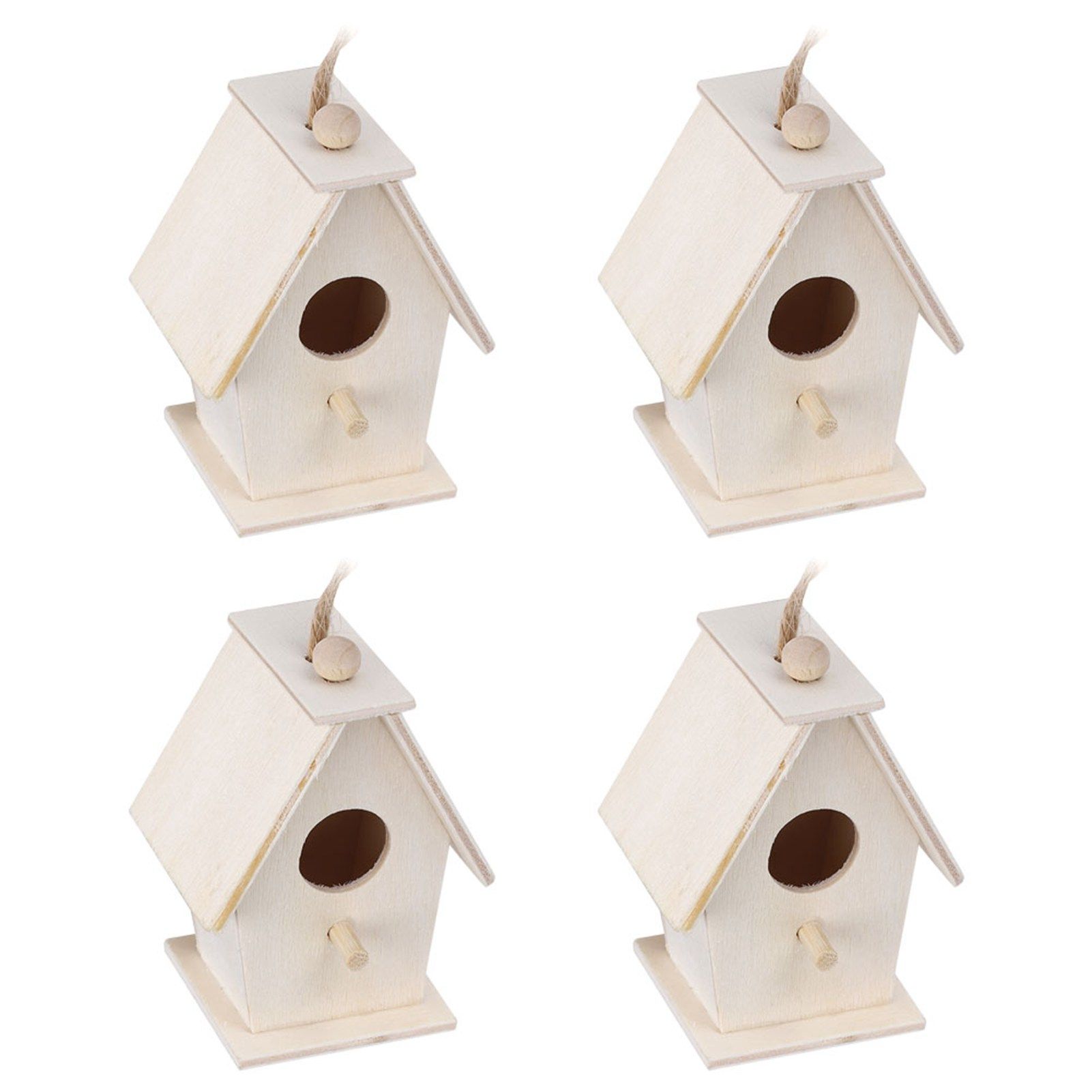 4Pcs Hanging Type Innovative Wood Bird House Nests Cage for Garden Courtyard view 4