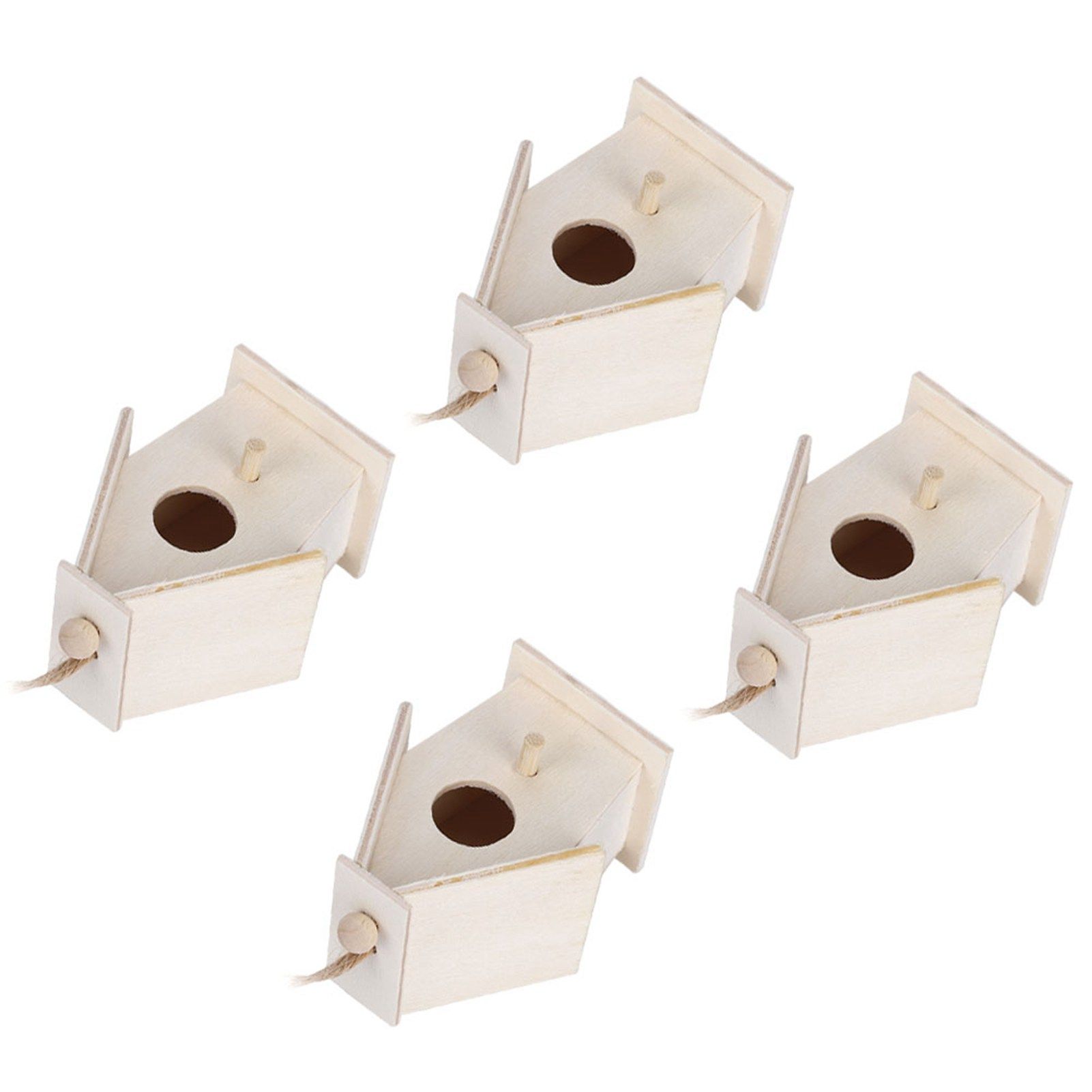4Pcs Hanging Type Innovative Wood Bird House Nests Cage for Garden Courtyard view 5