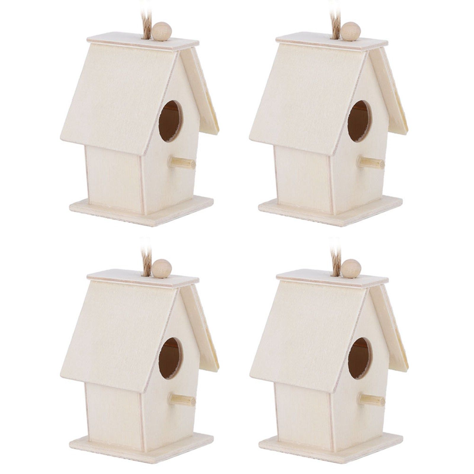 4Pcs Hanging Type Innovative Wood Bird House Nests Cage for Garden Courtyard view 6