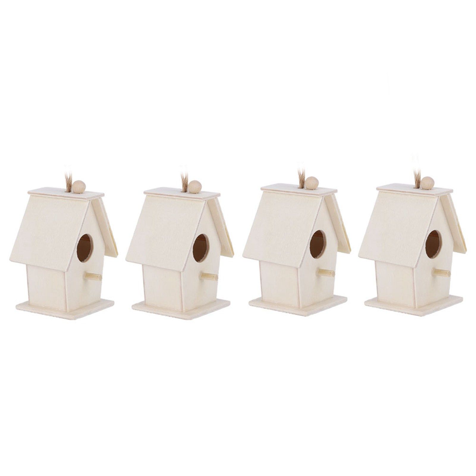 4Pcs Hanging Type Innovative Wood Bird House Nests Cage for Garden Courtyard view 7
